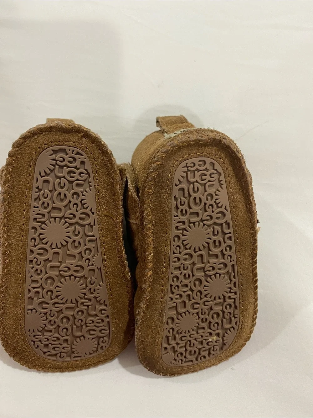 UGG Kids Brown Suede Baby Neumel Boots with Tan UGG Logo Beanie